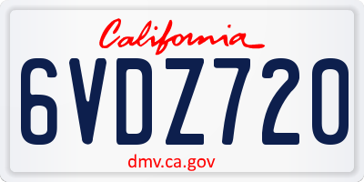 CA license plate 6VDZ720