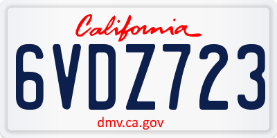 CA license plate 6VDZ723