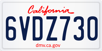 CA license plate 6VDZ730