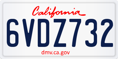 CA license plate 6VDZ732