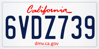 CA license plate 6VDZ739