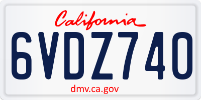 CA license plate 6VDZ740