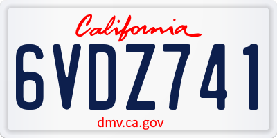 CA license plate 6VDZ741