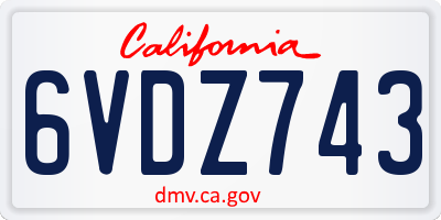 CA license plate 6VDZ743