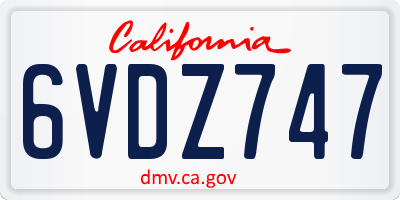CA license plate 6VDZ747