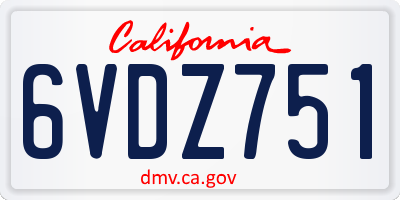 CA license plate 6VDZ751