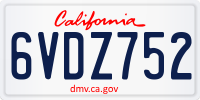 CA license plate 6VDZ752