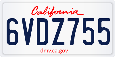 CA license plate 6VDZ755