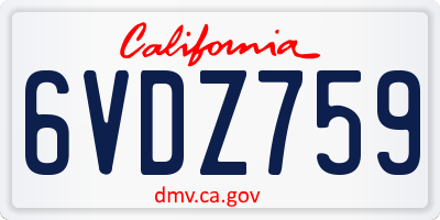 CA license plate 6VDZ759