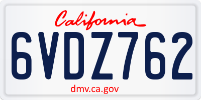 CA license plate 6VDZ762