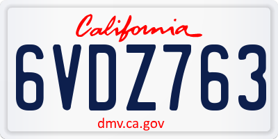 CA license plate 6VDZ763