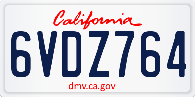 CA license plate 6VDZ764