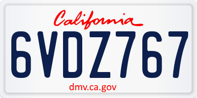 CA license plate 6VDZ767