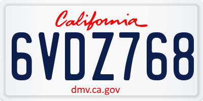 CA license plate 6VDZ768