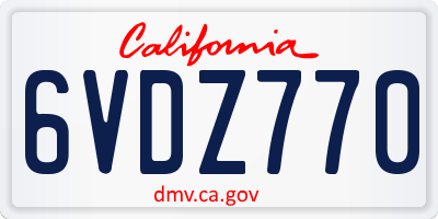 CA license plate 6VDZ770