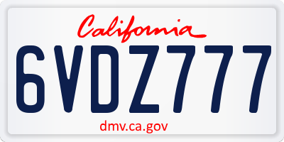 CA license plate 6VDZ777