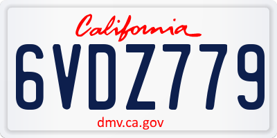 CA license plate 6VDZ779