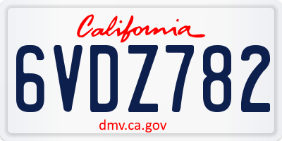 CA license plate 6VDZ782