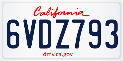CA license plate 6VDZ793