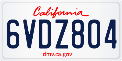CA license plate 6VDZ804
