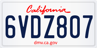 CA license plate 6VDZ807