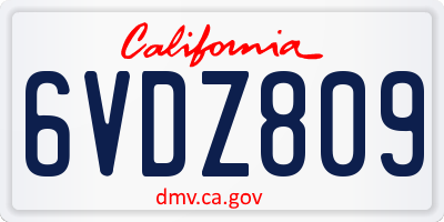 CA license plate 6VDZ809