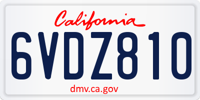 CA license plate 6VDZ810