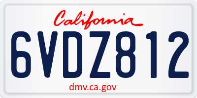 CA license plate 6VDZ812