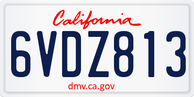 CA license plate 6VDZ813