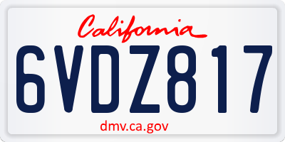 CA license plate 6VDZ817