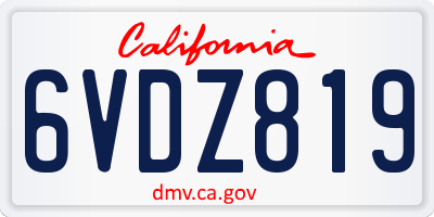 CA license plate 6VDZ819