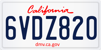 CA license plate 6VDZ820