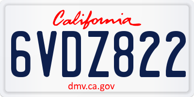 CA license plate 6VDZ822