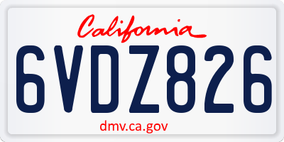 CA license plate 6VDZ826