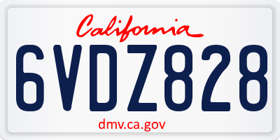 CA license plate 6VDZ828