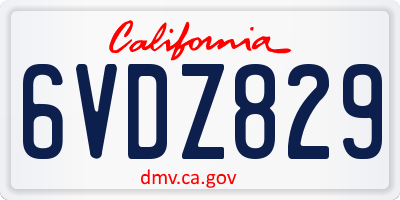 CA license plate 6VDZ829