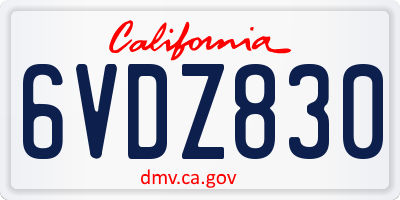 CA license plate 6VDZ830