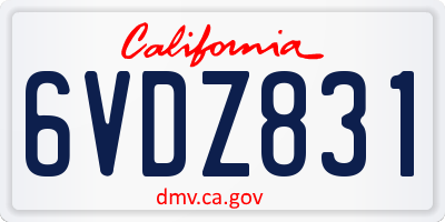 CA license plate 6VDZ831