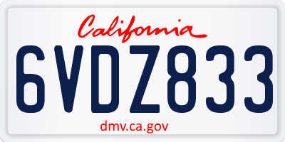 CA license plate 6VDZ833