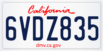CA license plate 6VDZ835