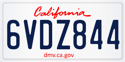CA license plate 6VDZ844