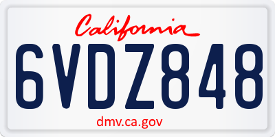 CA license plate 6VDZ848