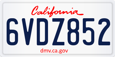 CA license plate 6VDZ852