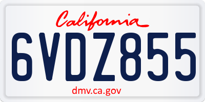 CA license plate 6VDZ855