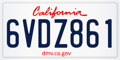 CA license plate 6VDZ861