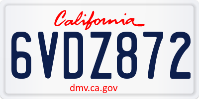 CA license plate 6VDZ872