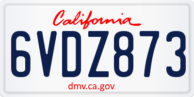 CA license plate 6VDZ873