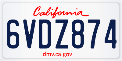 CA license plate 6VDZ874