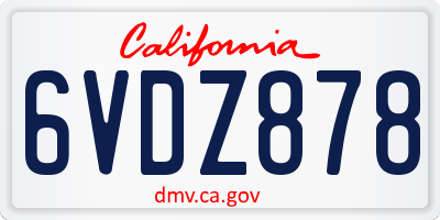 CA license plate 6VDZ878