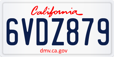 CA license plate 6VDZ879